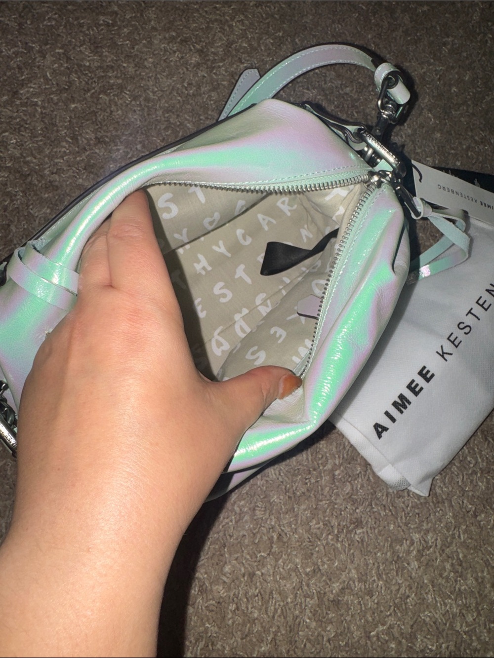 Aimee Kestenberg Iridescent Mint Green Crossbody Bag - Picture 3 of 5